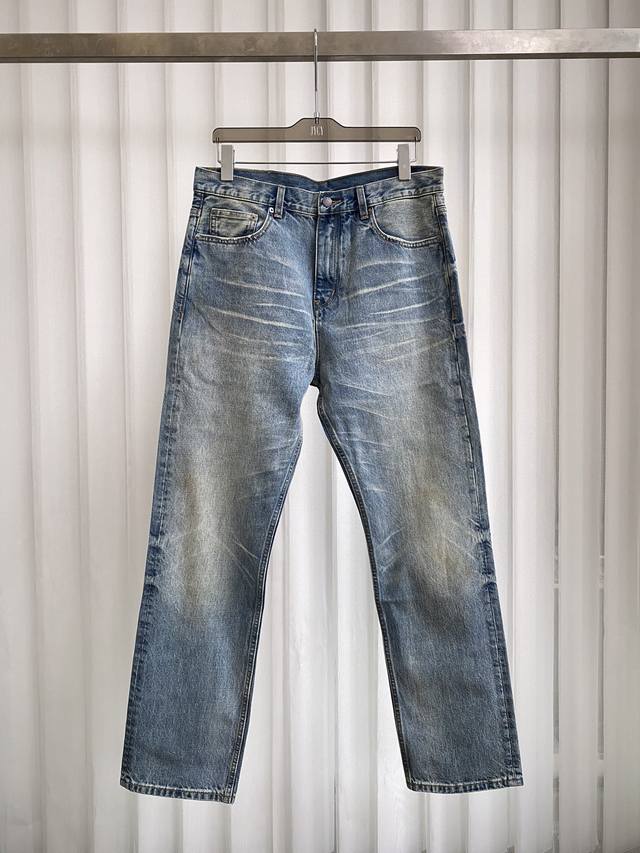 宽松直筒！美国Cone Denim面料！Pd水洗复古磨白做旧猫须条纹漂白男士牛仔裤！牛货对品控细节有要求的，强烈推荐入手此款 25年最新款， 这款牛仔裤采用10