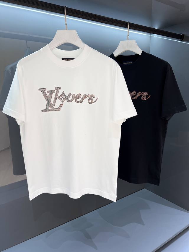 新品 2025Ssv登串片 刺绣标识字母圆领Os短袖T恤 以品牌标志性的元素做为设计特色,时尚高雅魅力的单品.成就 最火最潮的Icon... 进口意大利精仿棉面