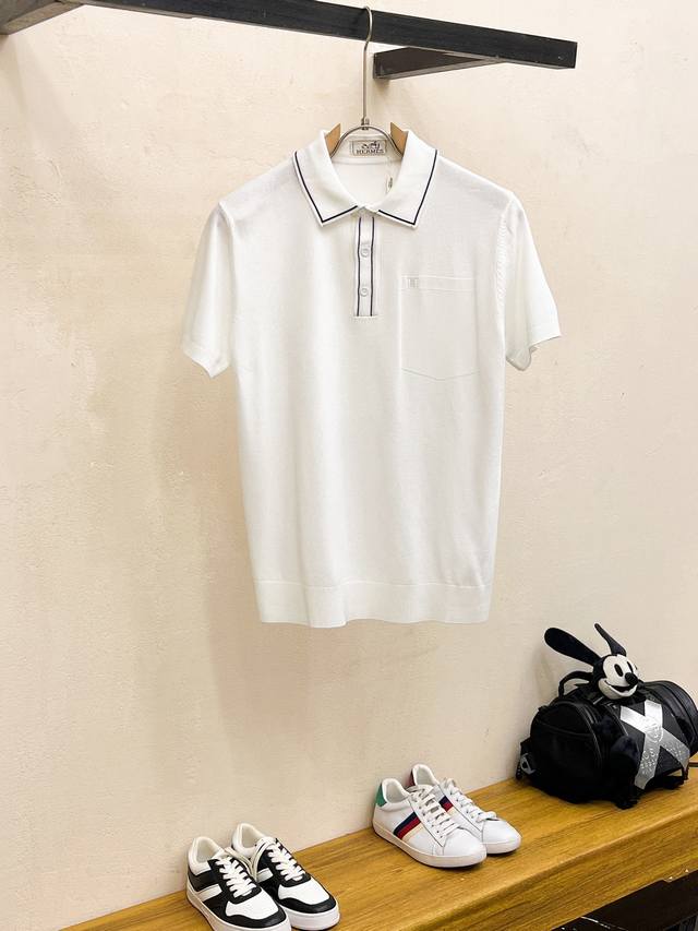 爱马仕 2025新品短袖Polo，帅气时尚，顶级绣花字母Logo，简约百搭款。面料针织 不仅挺括，保持潮流的廓形，又穿着舒适，纱织更细腻，码数M-3Xl