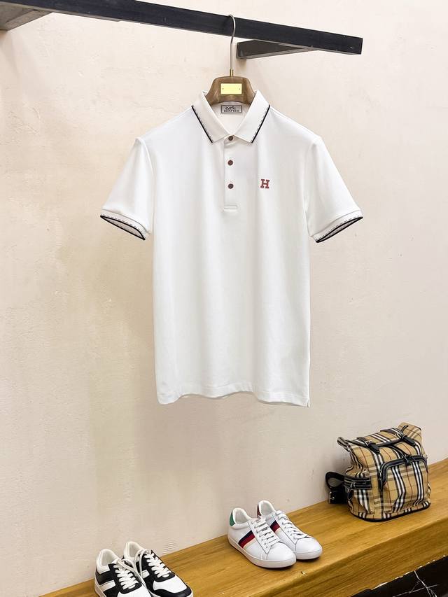 开春新品 爱马仕 朱棣棉 面料柔软舒适透气 夏季 限量款短袖Polo系列 ：-