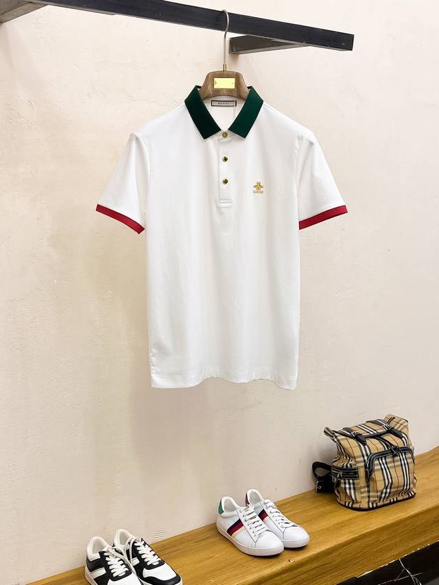 开春新品 古驰 朱棣棉 面料柔软舒适透气 夏季 限量款短袖Polo系列 ：-