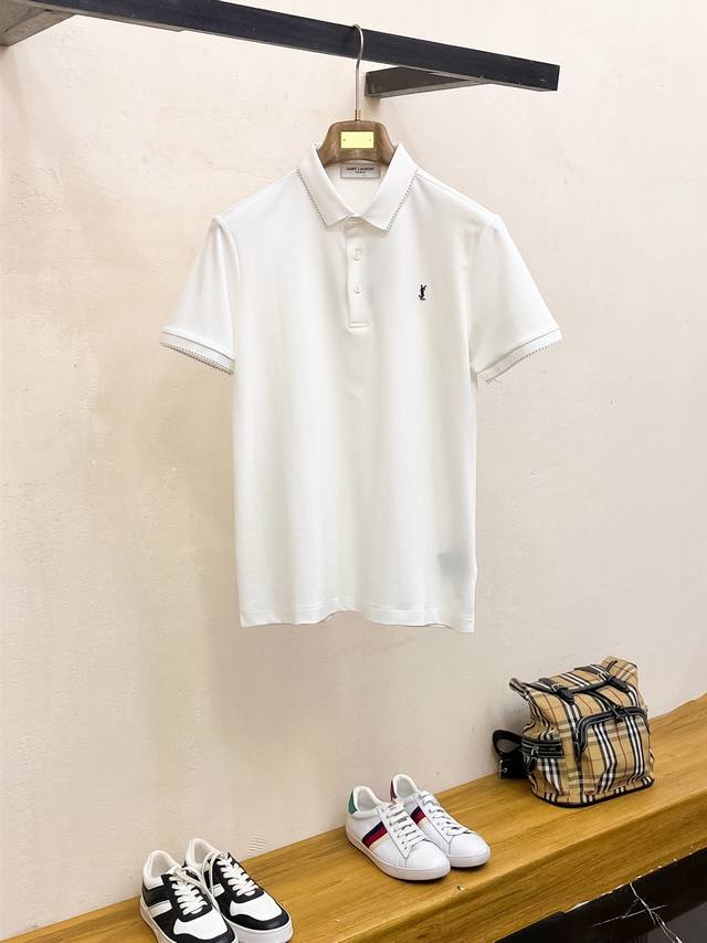 开春新品 圣罗兰 朱棣棉 面料柔软舒适透气 夏季 限量款短袖Polo系列 ：-