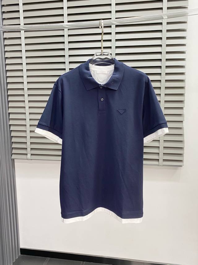 Prada普拉达独家专供新款原单男士休闲Polo短袖 高端定制 高端版本 时尚百搭爆款进口面料 手感超柔软细腻 穿着亲肤舒适 高端精品 代工厂P精细做工 上身非