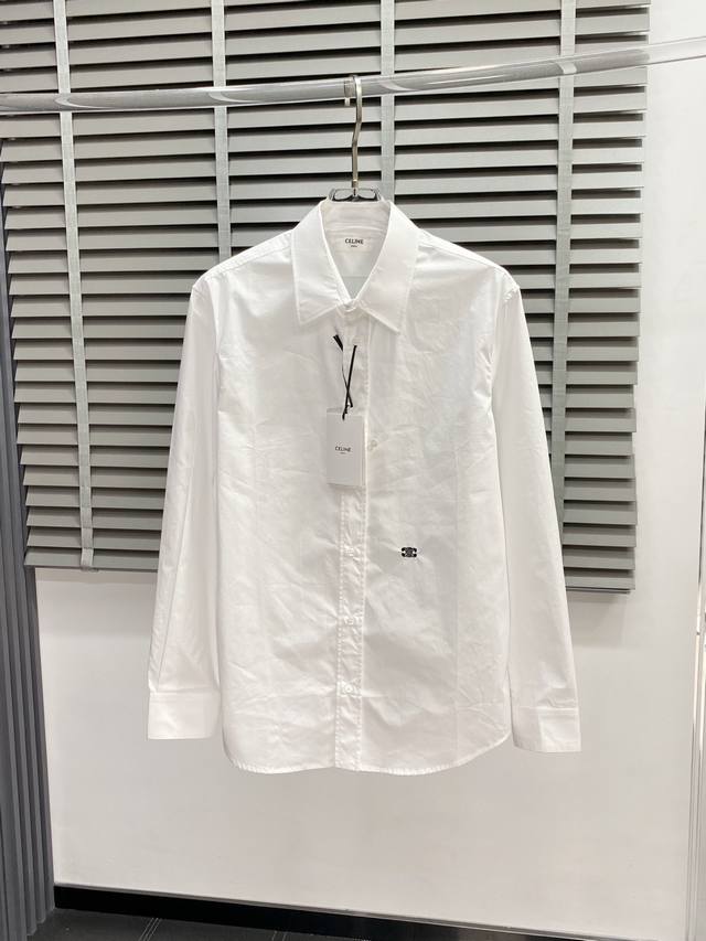 Celine赛琳独家专供新款原单男士休闲刺绣衬衫 高端定制 高端版本 时尚百搭爆款进口面料 手感超柔软细腻 穿着亲肤舒适 高端精品 代工厂P精细做工 上身非常赞