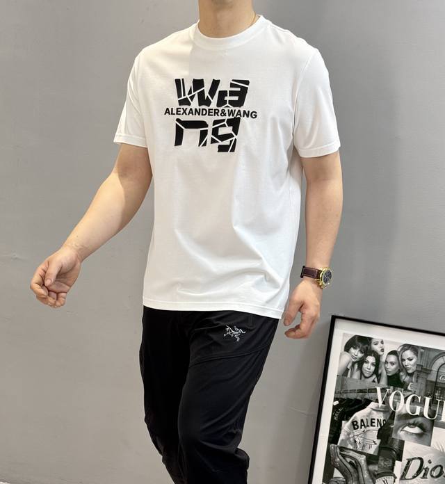 上衣 裤子 Alexanderwang亚历山大王25S春夏新款丝光棉T恤-胸前新款印花.双层工艺.爆裂感效应精致印花.立体感十足. 客供190G丝光纯棉面料，质