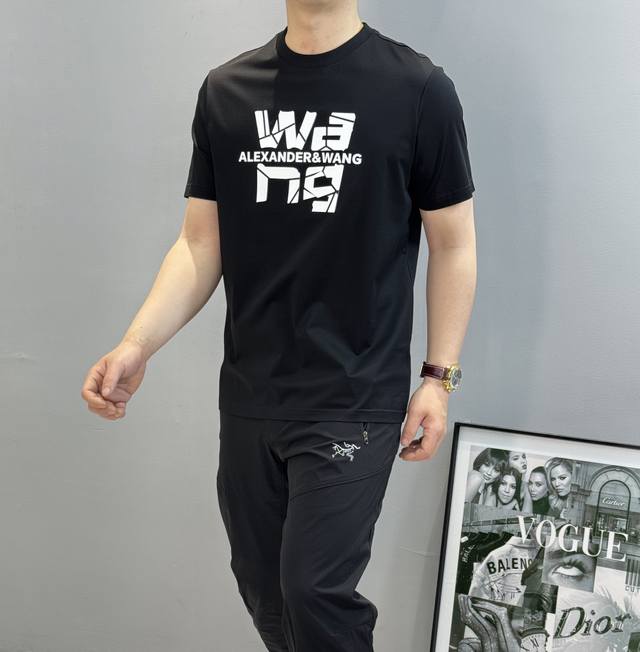 上衣 裤子245 Alexanderwang亚历山大王25S春夏新款丝光棉T恤-胸前新款印花.双层工艺.爆裂感效应精致印花.立体感十足. 客供190G丝光纯棉面
