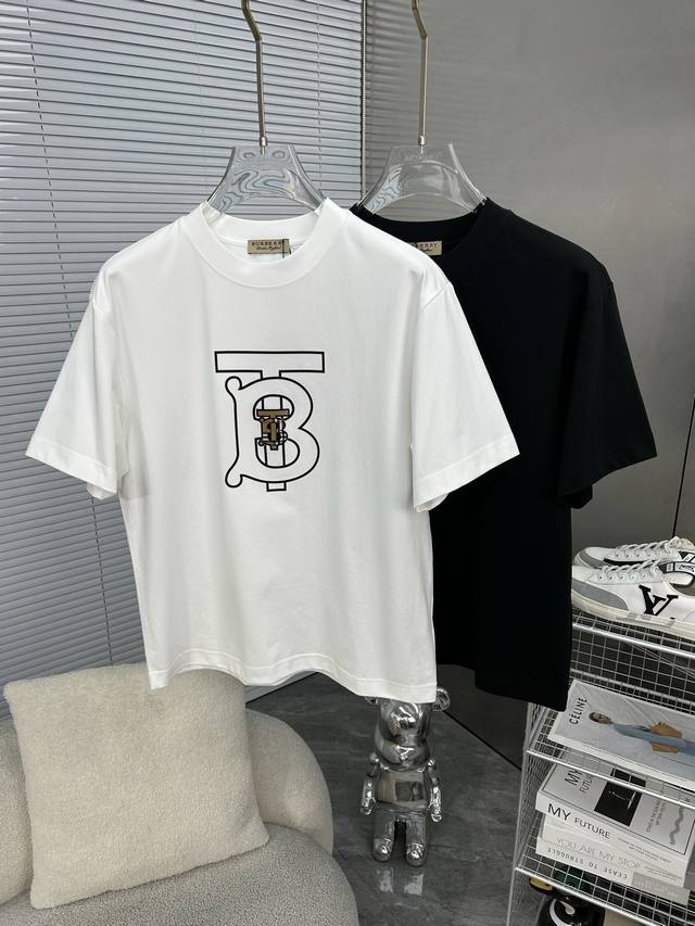 Burberry巴宝莉 2025Ss春夏高品质情侣短袖T恤，高克重纯棉T恤，工艺品级别，重工工艺，尊享好货，车线做工符合精品要求，超级好搭配，品质及剪裁设计都堪