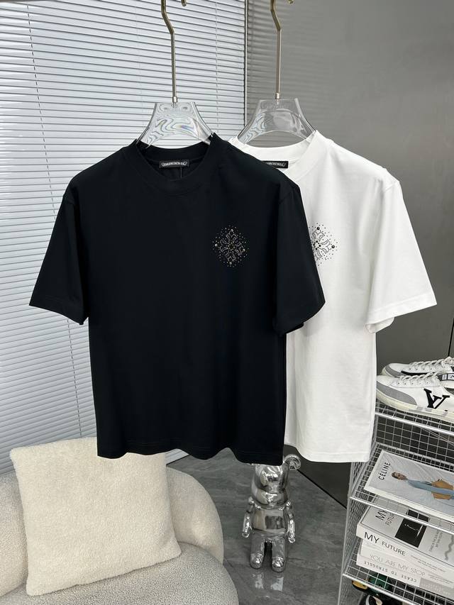 Ch克罗心 2025Ss春夏高品质情侣短袖T恤，高克重纯棉T恤，工艺品级别，重工工艺，尊享好货，车线做工符合精品要求，超级好搭配，品质及剪裁设计都堪称一流，高定