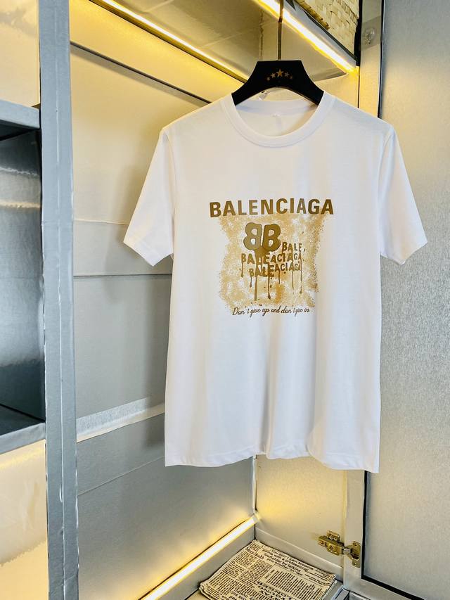 穿130斤 胖子福音 情侣款 码数：M-6Xl 巴黎世家Balenciaga 原单品质 2025最新款 男装短袖T恤 衣服 精选专柜订制顶级丝光棉进口面料 所有