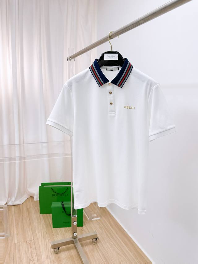 开春新品 古驰 2025Ss夏季新款字母Logo男士翻领Polo衫！经典商务男款，高端男装的天花板级别的商务男款！简约时尚大气不失优雅，单穿内搭体面过人，品质控