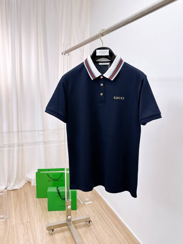 开春新品 古驰 2025Ss夏季新款字母Logo男士翻领Polo衫！经典商务男款，高端男装的天花板级别的商务男款！简约时尚大气不失优雅，单穿内搭体面过人，品质控