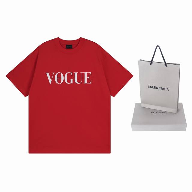 实拍图 顶级版本.官网品质 Balenci*Ga 巴黎.Ss24新款Balenciaga Vogue联名合作系列.前后Logo直喷印花短袖T恤.砖柜同步.第一时