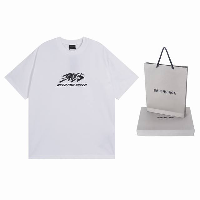 实拍图 顶级版本.官网品质 Balenci*Ga 巴黎.Ss24新款Balenciaga 极品飞车 :集结合作系列.前后直喷印花长袖T恤.砖柜同步.第一时间正品