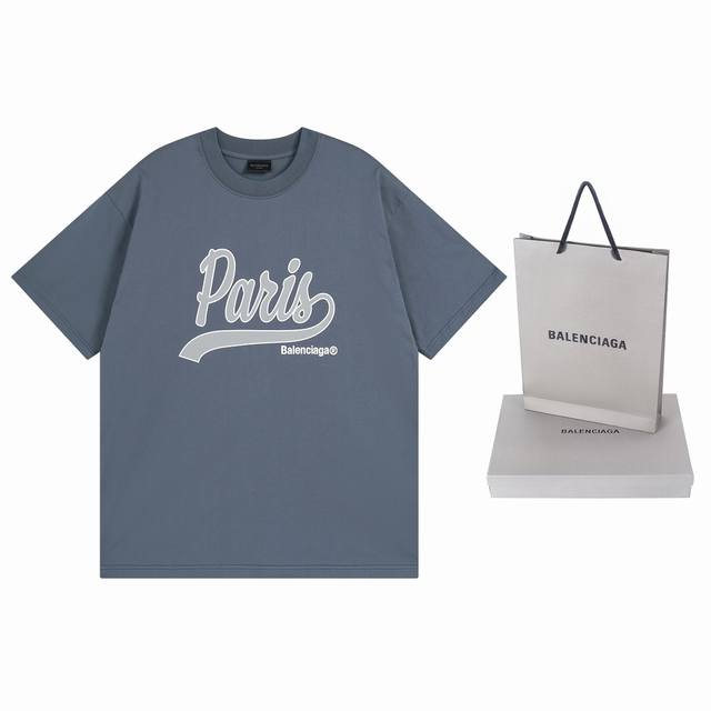 实拍图 顶级版本.官网品质 Balenci*Ga 巴黎.Ss24最新款，正面Enjoy Paris 艺术印花短袖T恤.砖柜同步.第一时间正品研制，欢印对比！面料