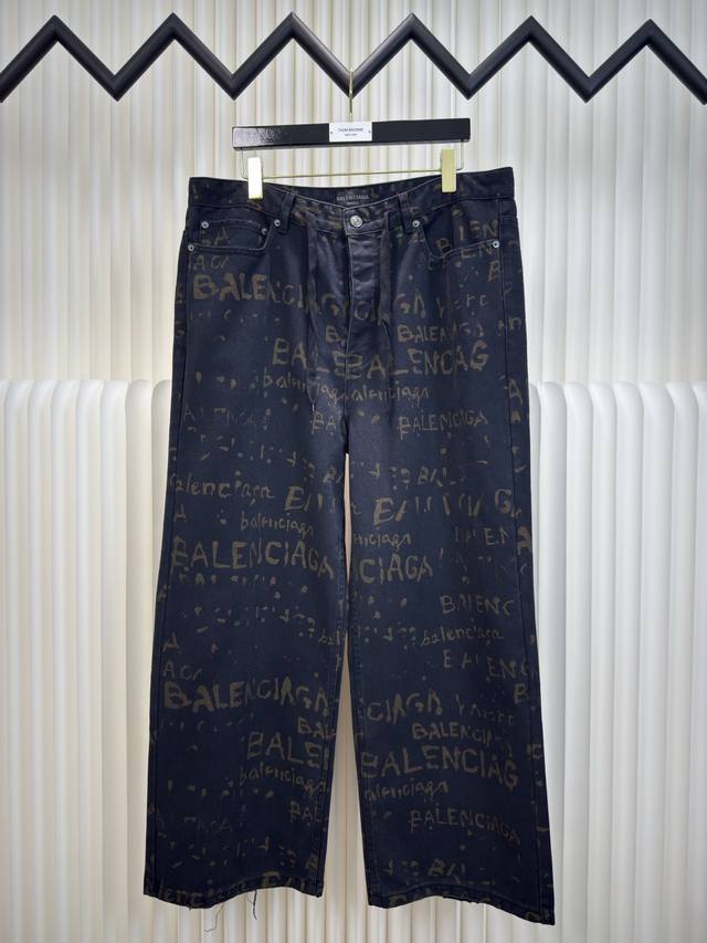 巴黎世家Balenciaga 水洗满印牛仔裤 正品开版-实体柜台-顶奢品质 秒杀市面一切版本 定制7*7双韵交辉织锦，饰以满印Bleachy Allover标识