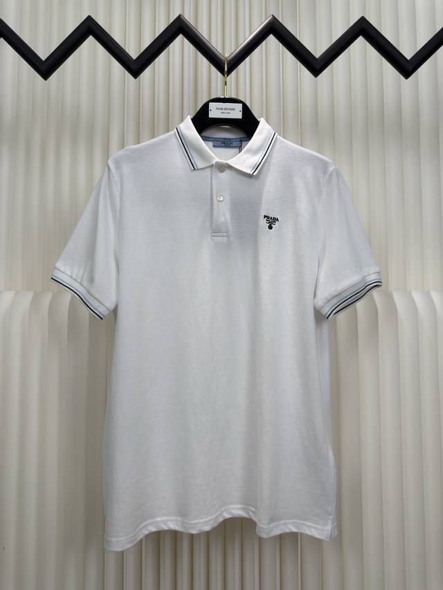 普拉达Prada 经典标识刺绣Polo衫 正品开版-实体柜台-顶奢品质 秒杀市面一切版本 正品3539购入开发，40支双股精疏棉珠地面料，定制提花扁机丝光棉罗纹