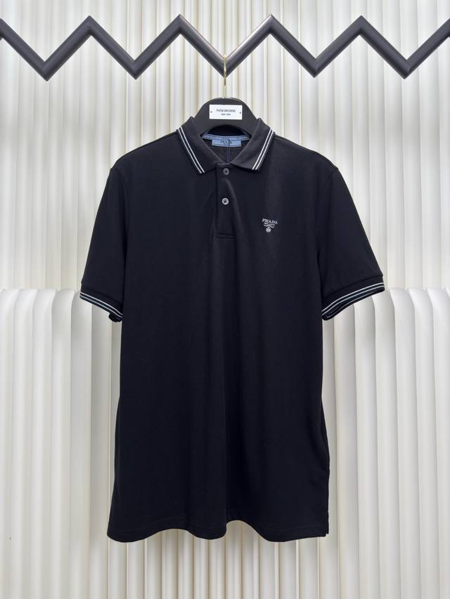 普拉达Prada 经典标识刺绣Polo衫 正品开版-实体柜台-顶奢品质 秒杀市面一切版本 正品3539购入开发，40支双股精疏棉珠地面料，定制提花扁机丝光棉罗纹