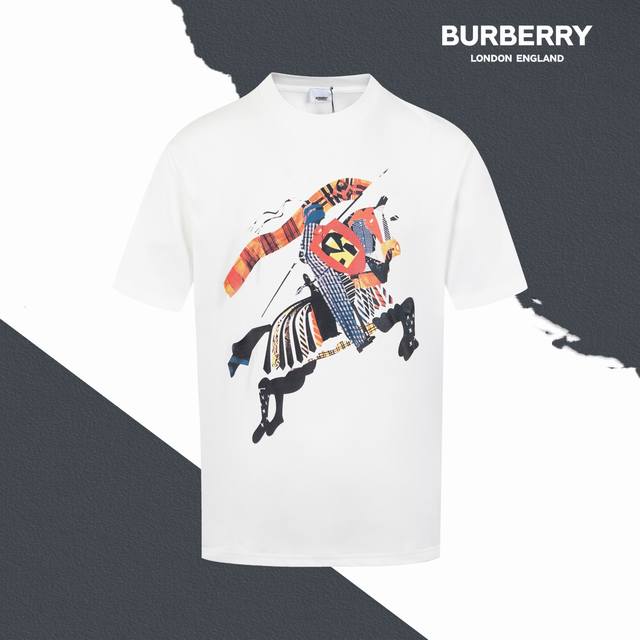 款号Sl196 Burberry巴宝莉彩绘战马印花圆领短袖 情侣同款 全套包装 三标齐全 区别市场通货 随意对比 纯棉280克高克重32支双纱 不起球 不褪色