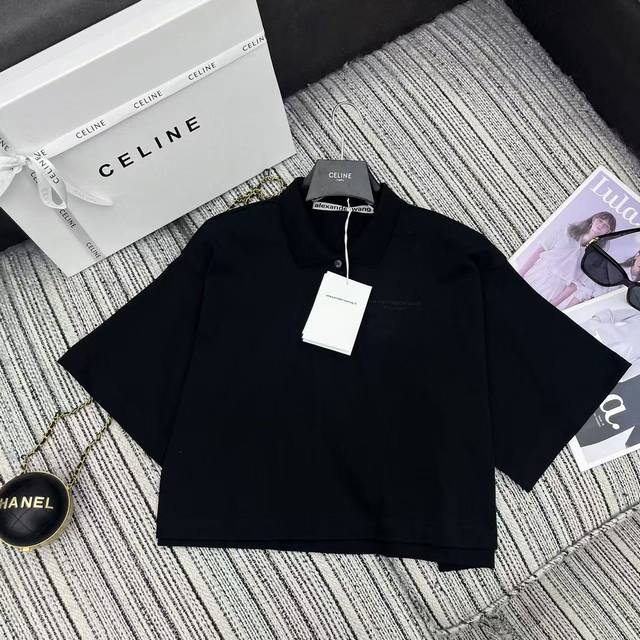 强烈推荐 25年早春夏系列 Alex*新款翻领短袖Polo上衣 刺绣字母点缀 两色Sml