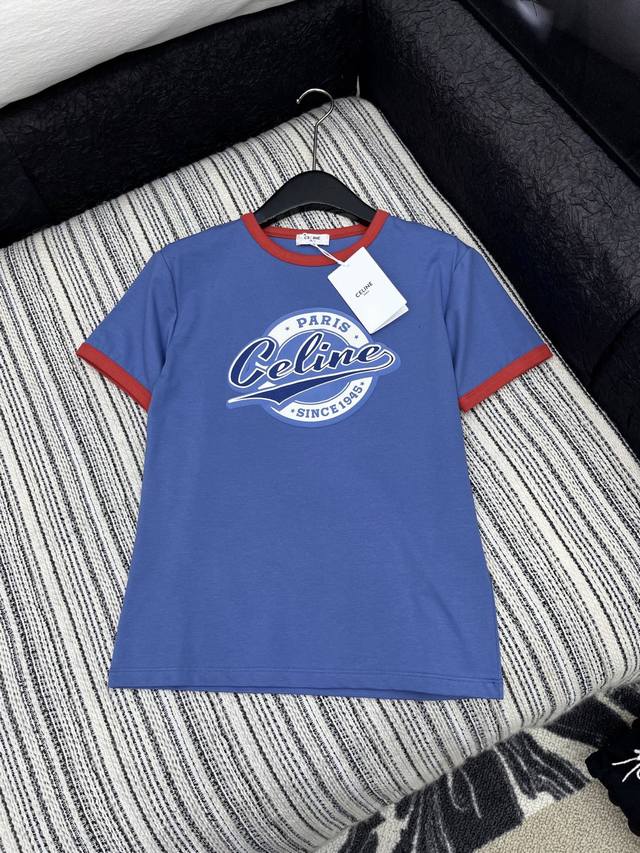 爆款现货 原单品质 Celin*｜25新品撞色印花短袖T恤 精致版型上身巨显瘦！ 定制最新字母印花 低调奢华！ 时髦精必备单品解锁所有穿搭！ 认准我家品质！经典