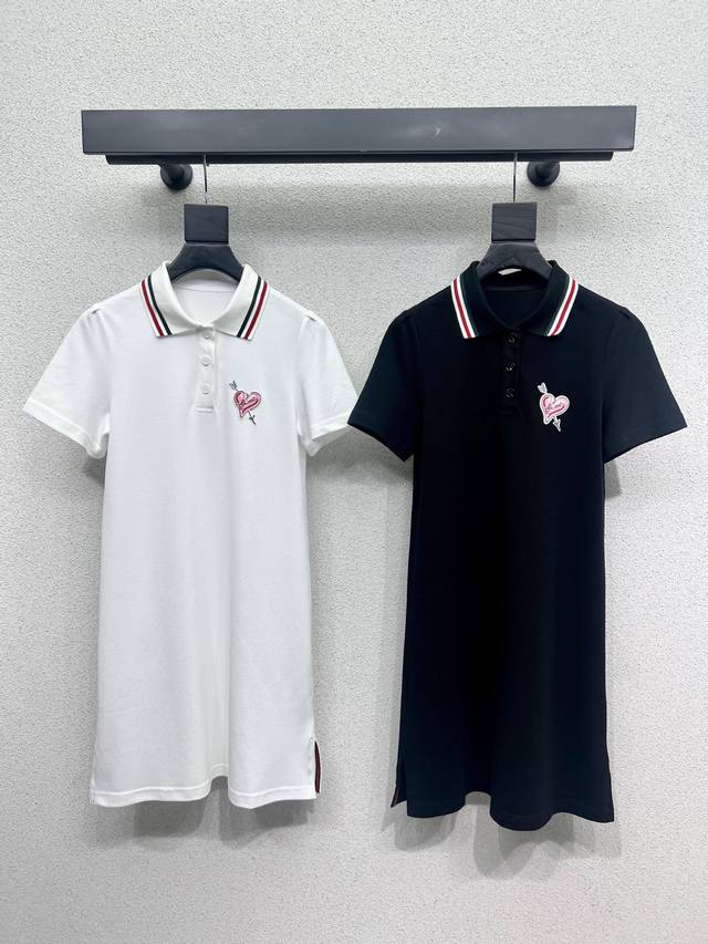 G家爱心刺绣Polo领连衣裙 时髦低调气质又奢华高级！版型百搭不挑人，做工品质看细节。白富美必入！强烈推荐 高品质 两色 尺码Sml