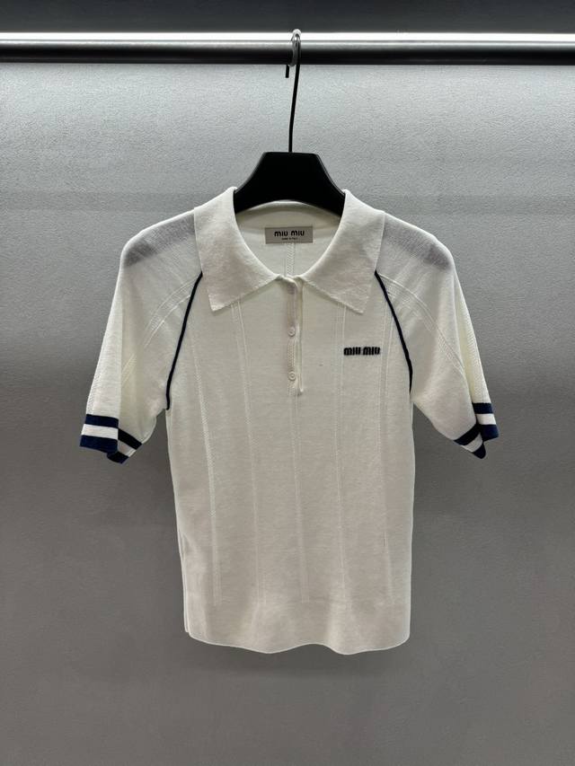 2680 Spring And Summer ！Miumi*，原版1:1！Polo针织上衣， 少女感穿搭，定制Yb面料辅料， 细节品质都在线，简约洋气又百搭！