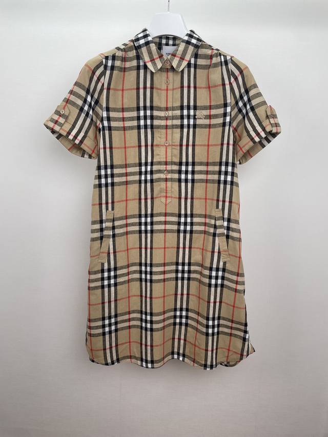 B家25Ss 典藏大格纹单排扣 大摆娃娃裙 重工战马刺绣胸章 棉麻材质内里包边！整件对格！拼接衬衣领设计，气质减龄 完美百搭！ 定制五金配件 Smlxlxxlx