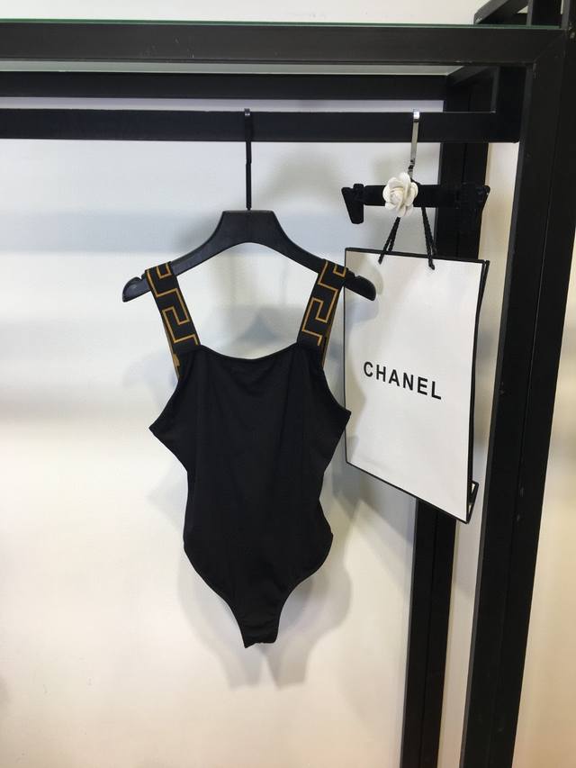 新品 Versace 范思哲女士希腊回纹边饰温泉泳衣连体衣Sml Xl