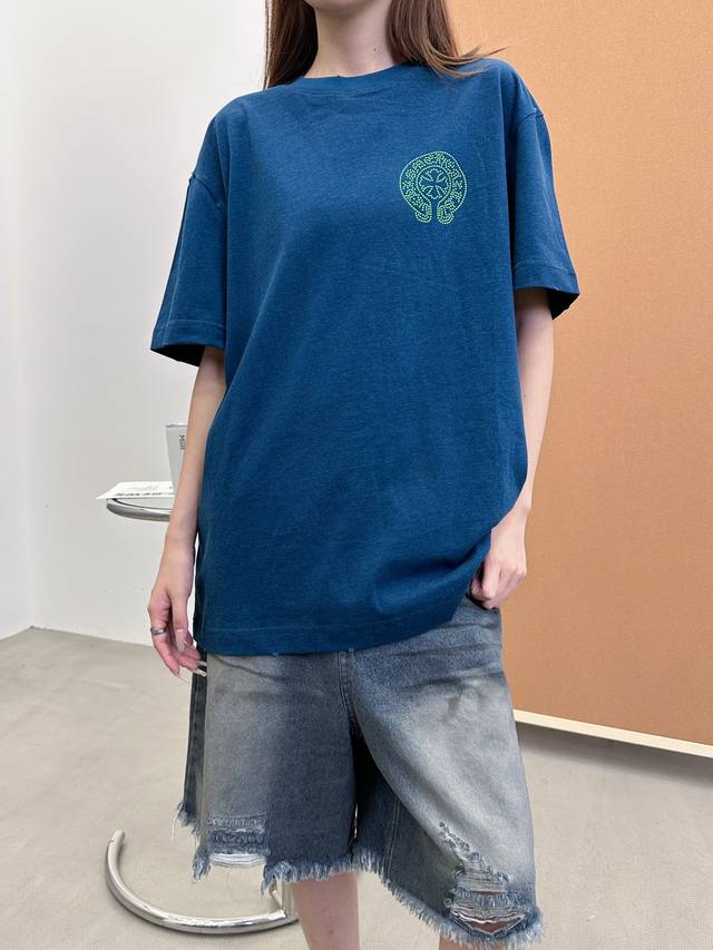 克罗心 ｜ 新款短袖T，成衣洗水吊磨烫钻工艺，进口双面棉面料，男女同款，尺码Sml