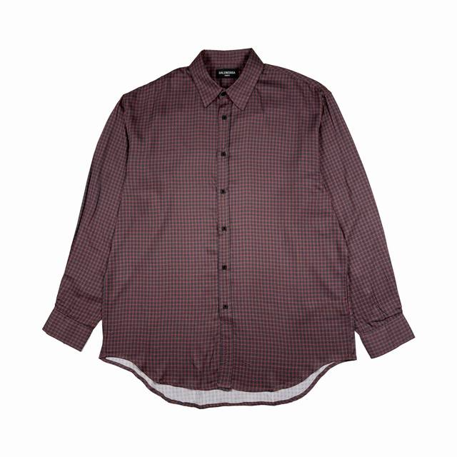 Balenciag* 巴黎世家 格纹翻领长袖衬衫 码数Xs-L