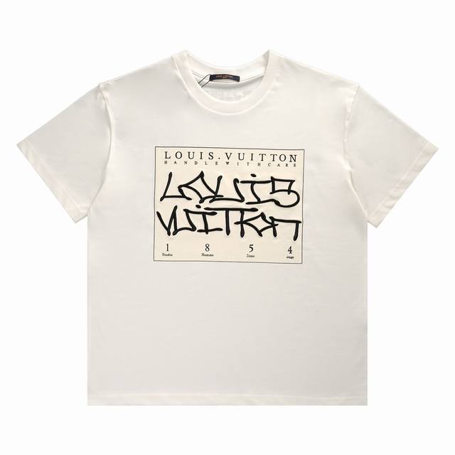 Lv 签名短袖 印花+立体3D刺绣 1854成立纪念日 刺绣整洁不毛躁 码数Xs-L