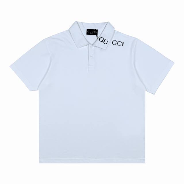 Gucc* 领口标识字母印花翻领Polo短袖 码数Xs-L