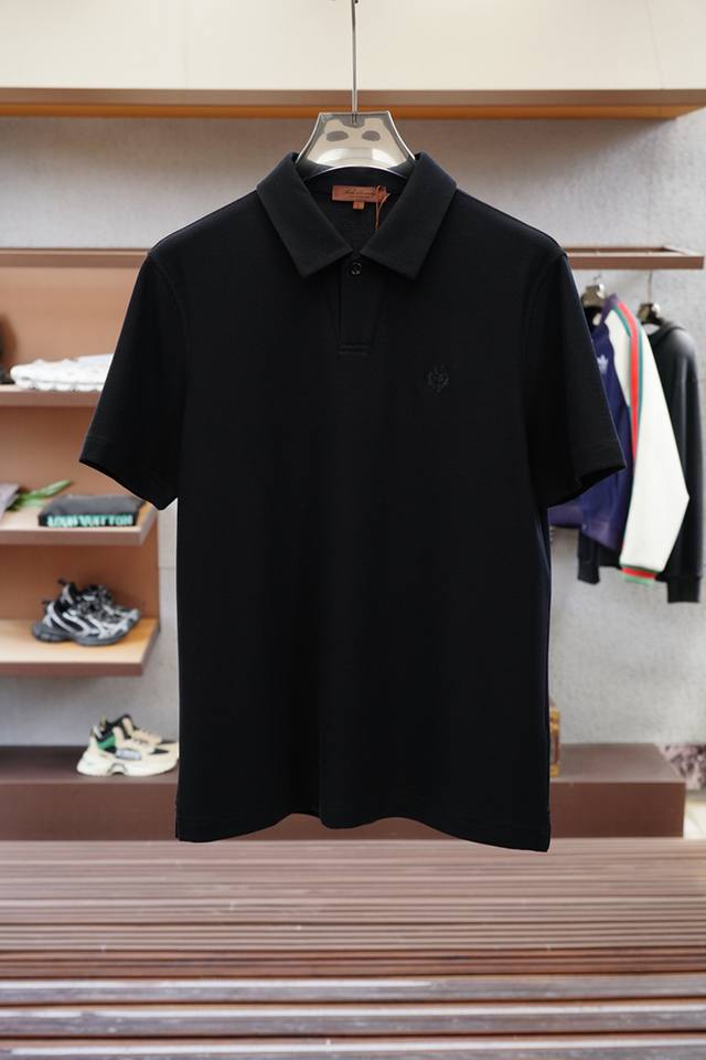 Lp 2025Ss夏季新品，男士胸前经典徽标刺绣桑蚕丝羊绒大珠地网眼商务休闲短袖Polo衫！重磅高端级臻品，完美沿袭了精髓与基因，胸前衣身同色刺绣徽标，展现出极