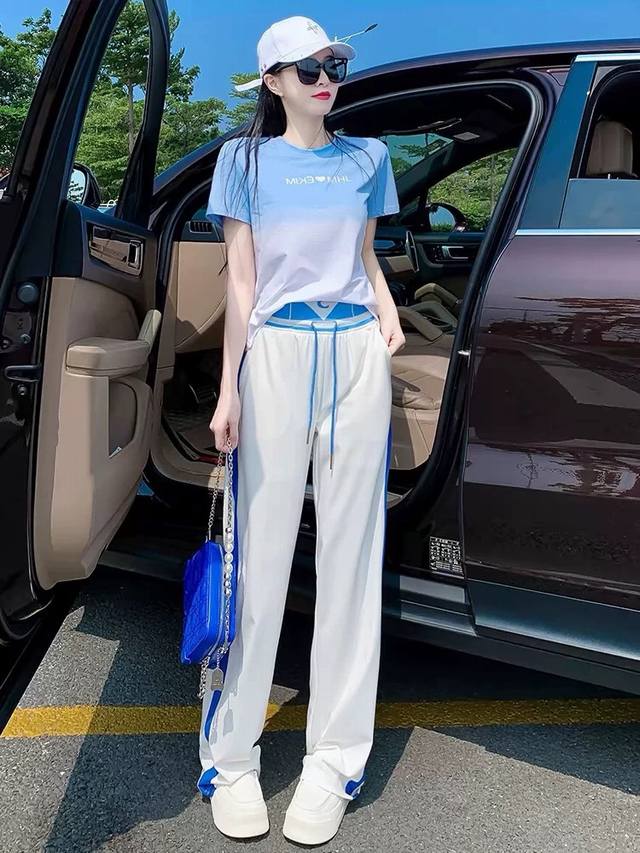 套装 夏季减龄穿搭休闲运动套装女时尚洋气显瘦2025新款短袖显高两件套 面料：棉混纺 Smlxlxxl M码胸围98肩宽38衣长52腰围68裤长105 每个码胸