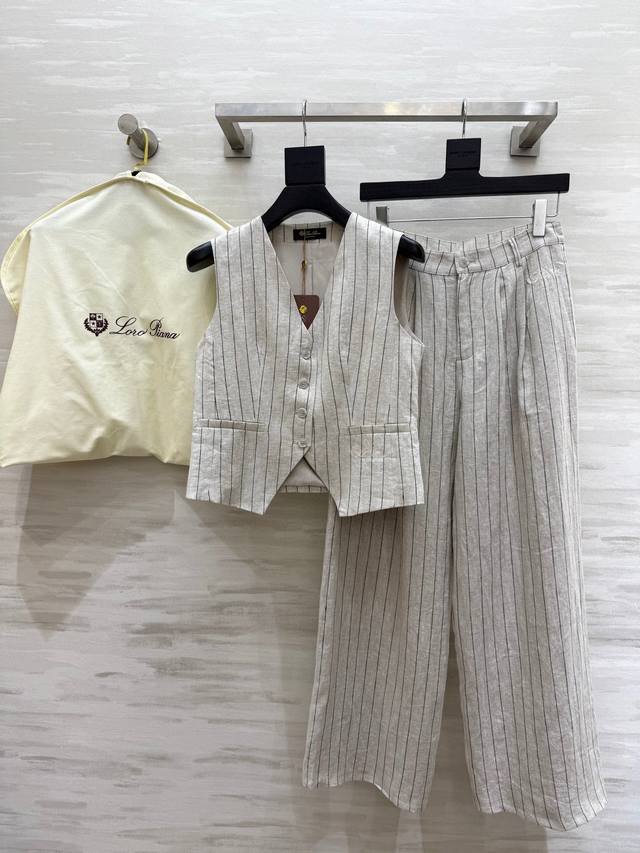 Lp2竖条亚麻套装 分开发售 定制亚麻面料 立体剪裁版型 高品质 现货首发Size：S M L S码胸围：88，衣长：49，腰围：66，臀围：106，裤长：10
