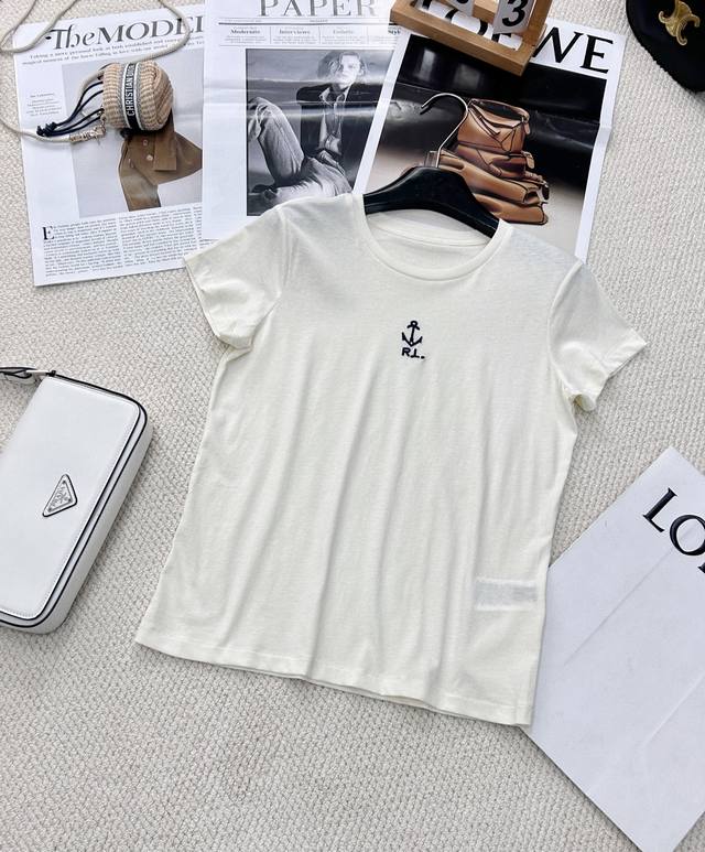 Ralph Lauren老钱风船锚字母刺绣短袖T恤 经典航海风，优雅老钱范！ 立体船锚刺绣，采用德国进口机高密度刺绣机器织造 双钩细节尖细 刺绣织数高字母立体清