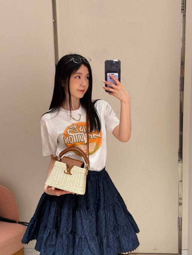 Louis Vuitto* 25Ss春夏新款 彩虹假日系列经典Monogram印花链条短袖T恤丨独家高版出品！经典版型上身减龄绝绝子！时髦又高级白富美必备单品！