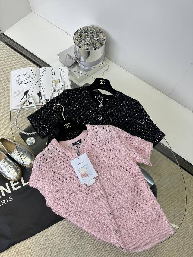25Ss 小香最新出品短袖针织开衫 采用进口特殊纱线 Size S M L