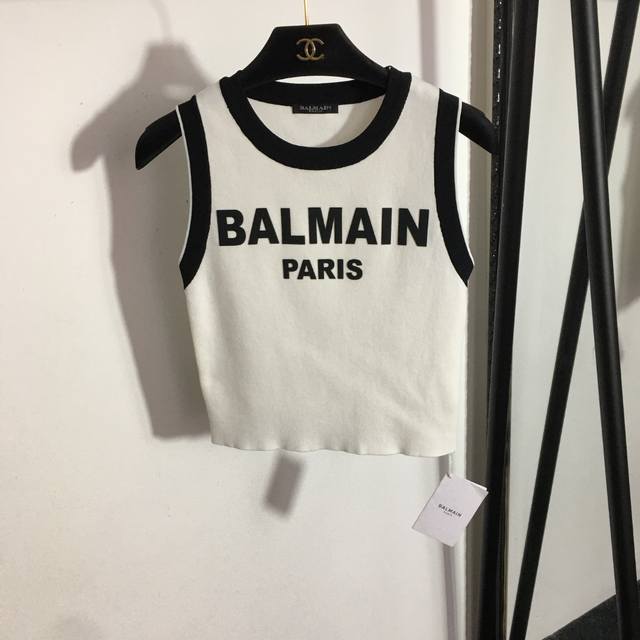 款号 1531 Balmai*新款 胶印Logo字母针织背心，白色， 均码；胸围70，长44