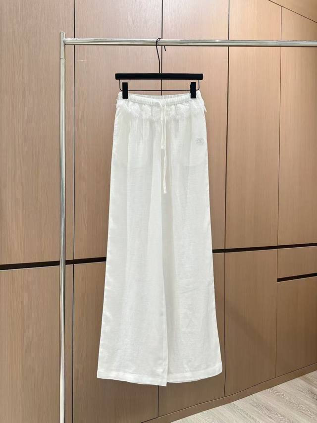 爆款现货 原单品质 Chan*｜25新款麻料休闲裤 订制高品质面料质感超赞！ 尽显高级感 视觉盛宴 定制刺绣 四季必入的百搭单品 女神必入神器！ 减龄少女风气质
