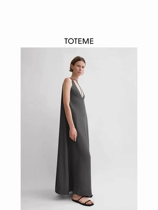Toteme 2025夏季新款连衣裙 T字系带绉背缎 两色三码 343638