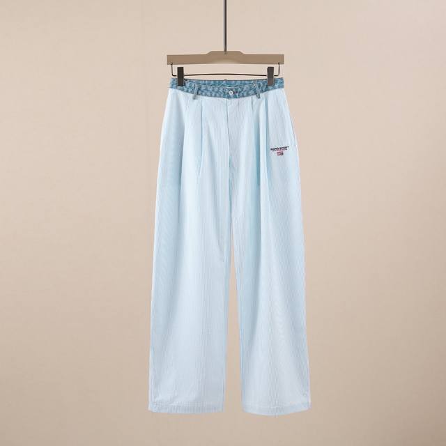 25Ssalexander Wang牛仔拼接阔腿裤Sml ：蓝