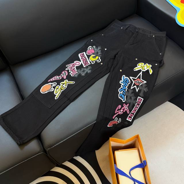 款号：D337 Chrome Hearts克罗心Sex Records涂鸦工装裤 #克罗心 Size#28-36 S M L Xl Xxl 28裤长100腰围7
