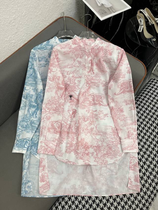 Dio* 25Ss新款立领长袖衬衫 丛林花印花面料 小蜜蜂刺绣装饰 高品质 两色三码Sml