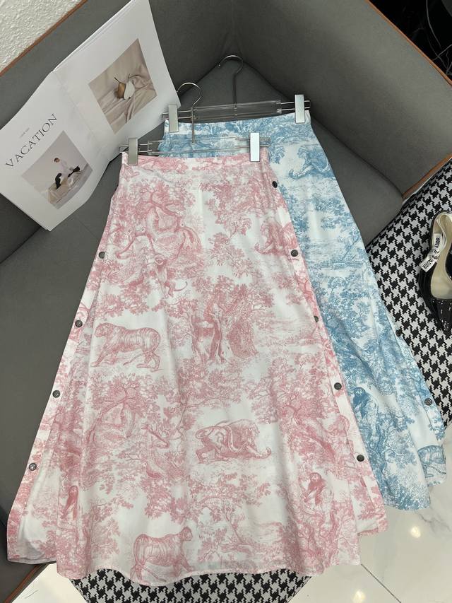 Dio* 25Ss新款侧排扣半身裙 丛林花印花面料 大A摆版型 高品质 两色三码Sml