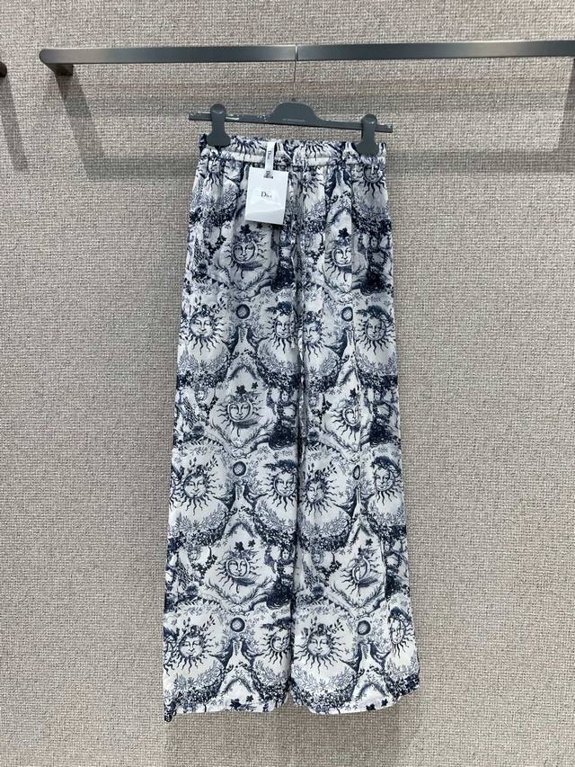 Dio* 25Ss春夏新款 太阳女神印花休闲长裤丨独家高版出品！慵懒舒适夏日穿搭，时髦太阳女神图案印花，裤子版型和舒适性无敌了，休闲松弛穿搭秒Get！高腰松紧带