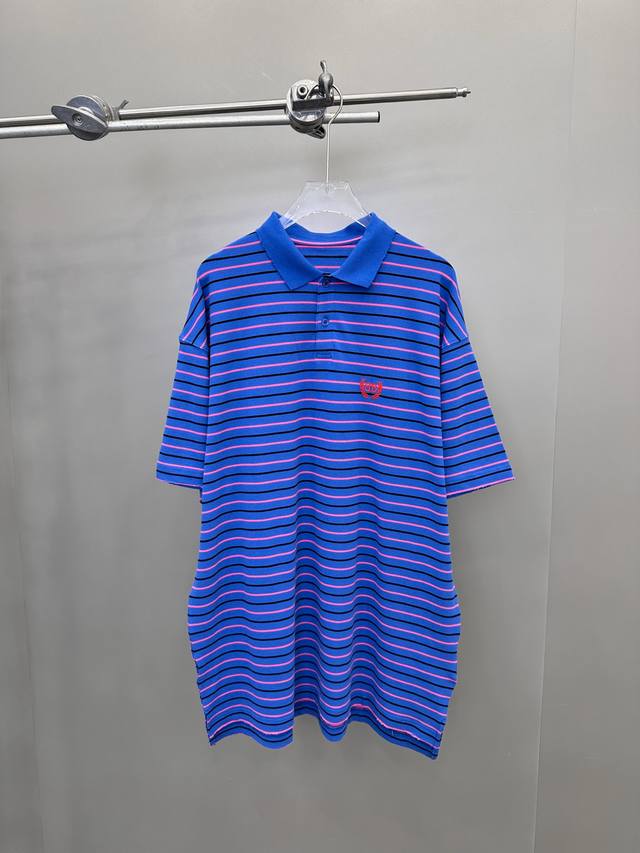巴黎 ｜ 新款Polo短袖，成衣洗水吊磨工艺加经典刺绣标，男女同款时尚条纹面料，尺码Sml