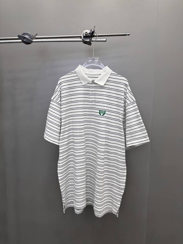 巴黎 ｜ 新款Polo短袖，成衣洗水吊磨工艺加经典刺绣标，男女同款时尚条纹面料，尺码Sml