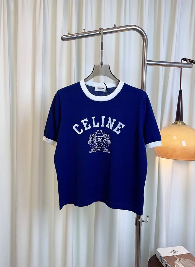 Cel**新款徽标Logo丝棉撞色短袖上衣 定制定织丝棉面料 质感好 舒适亲肤 采用字母徽标Logo点缀 精致减龄 大货无主唛吊牌 需要下单请备注 最高品质 欢