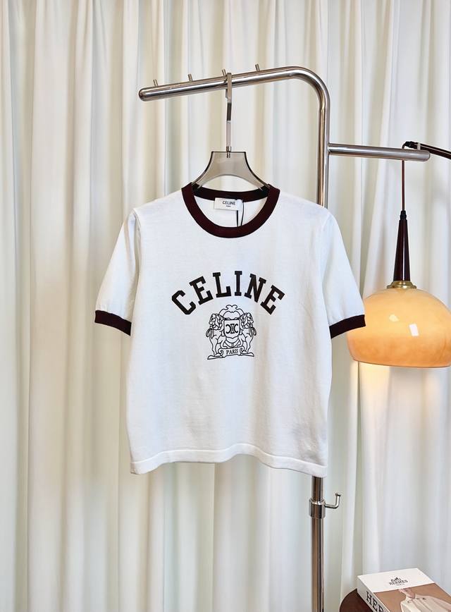 Cel**新款徽标Logo丝棉撞色短袖上衣 定制定织丝棉面料 质感好 舒适亲肤 采用字母徽标Logo点缀 精致减龄 大货无主唛吊牌 需要下单请备注 最高品质 欢